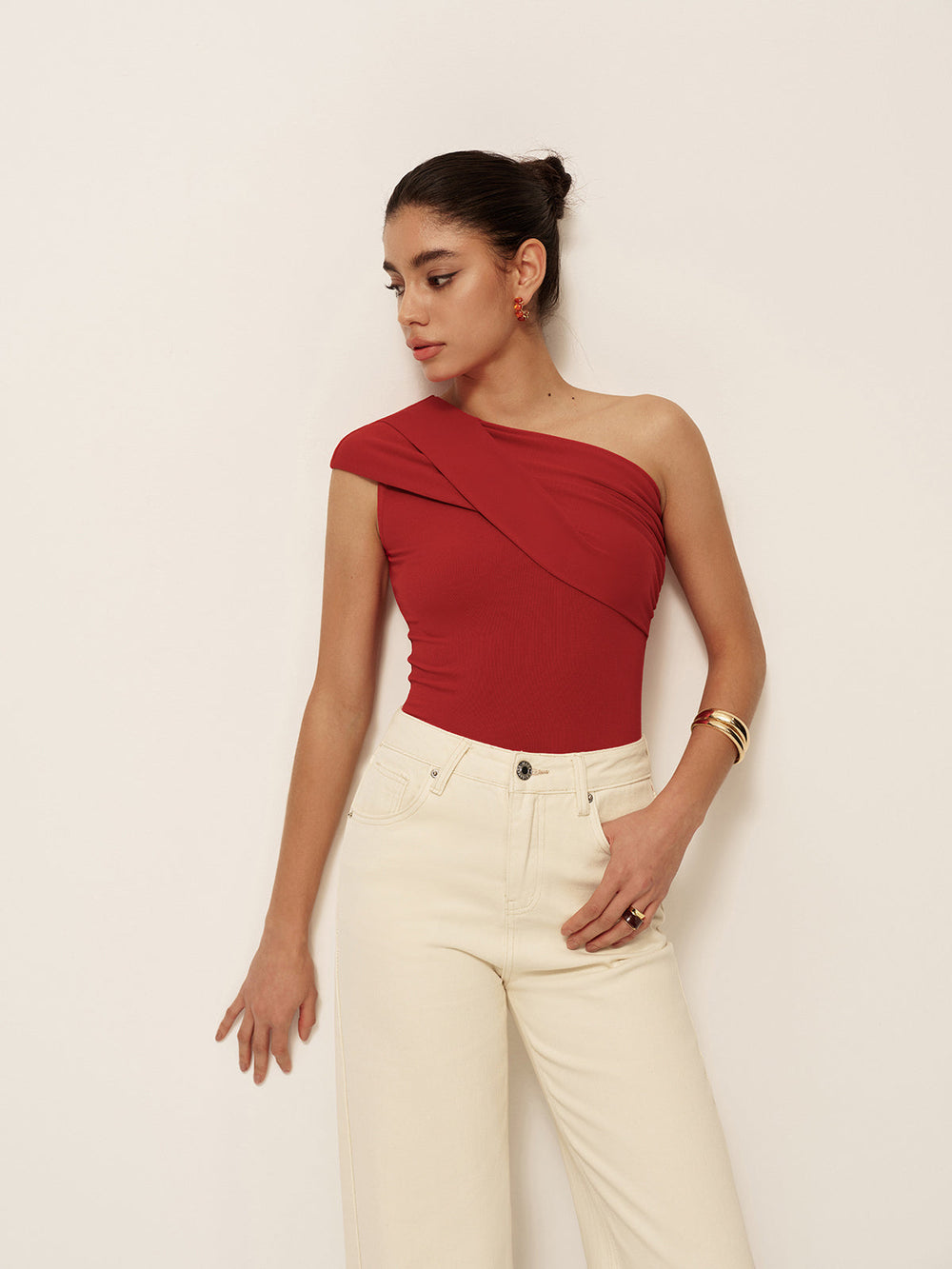 Hanne | One-Shoulder Top met Elegante Drapering