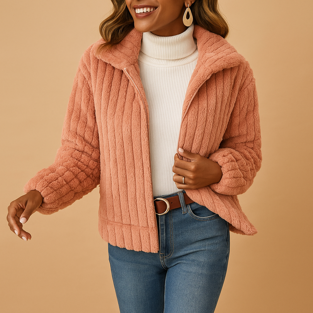 Stijlvolle Fleece Teddy Jas met Opstaande Kraag
