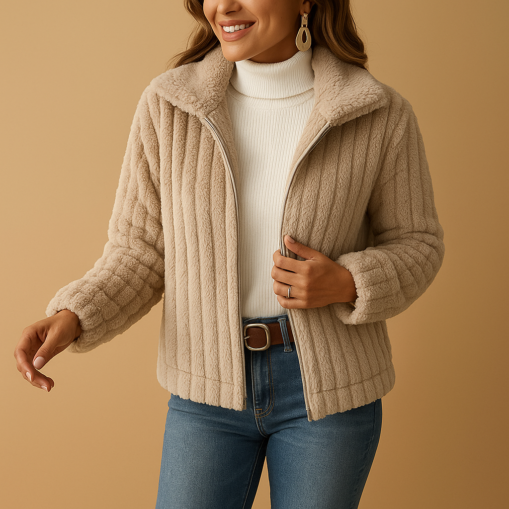 Stijlvolle Fleece Teddy Jas met Opstaande Kraag