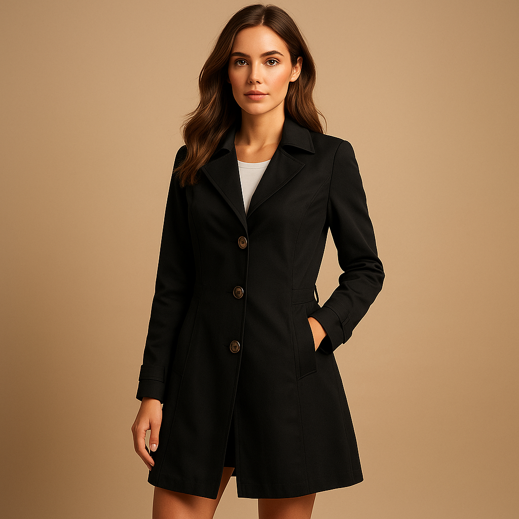 Lange Winddichte Dames Trenchcoat met Knopen
