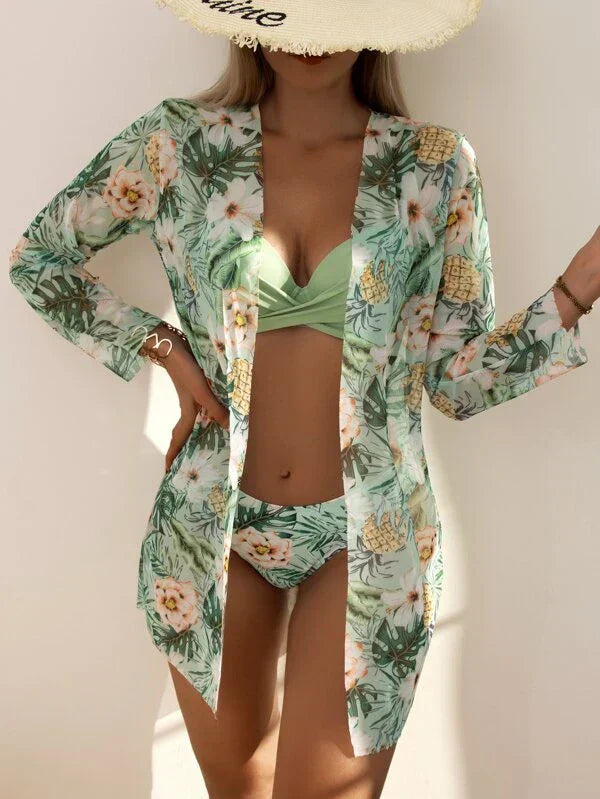 Lara | Drie Delige Bikini Set Met Bloemenprint