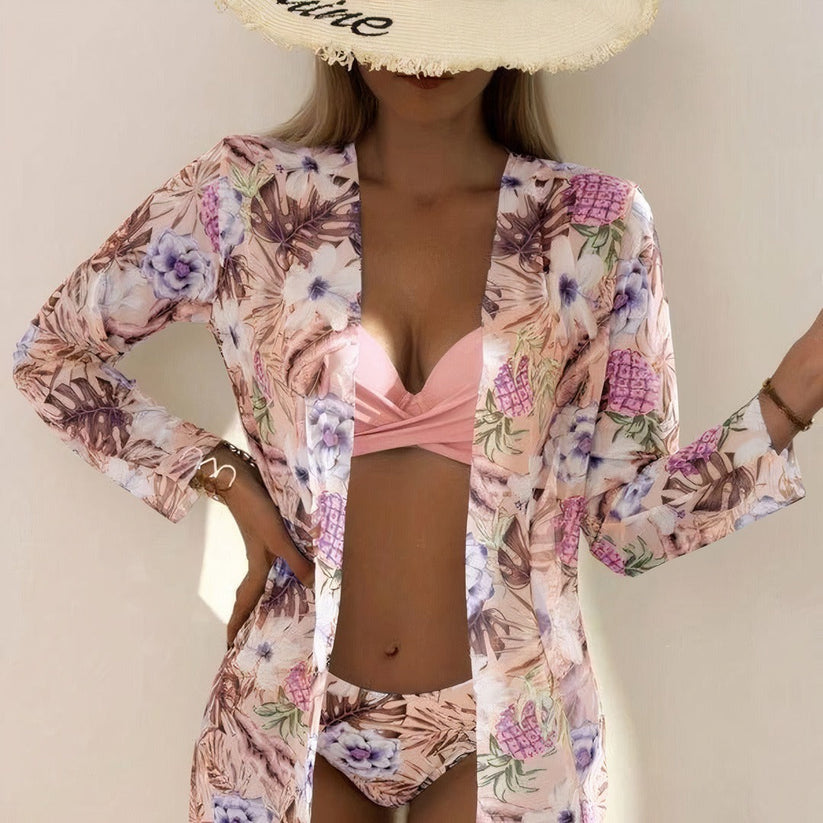 Lara | Drie Delige Bikini Set Met Bloemenprint