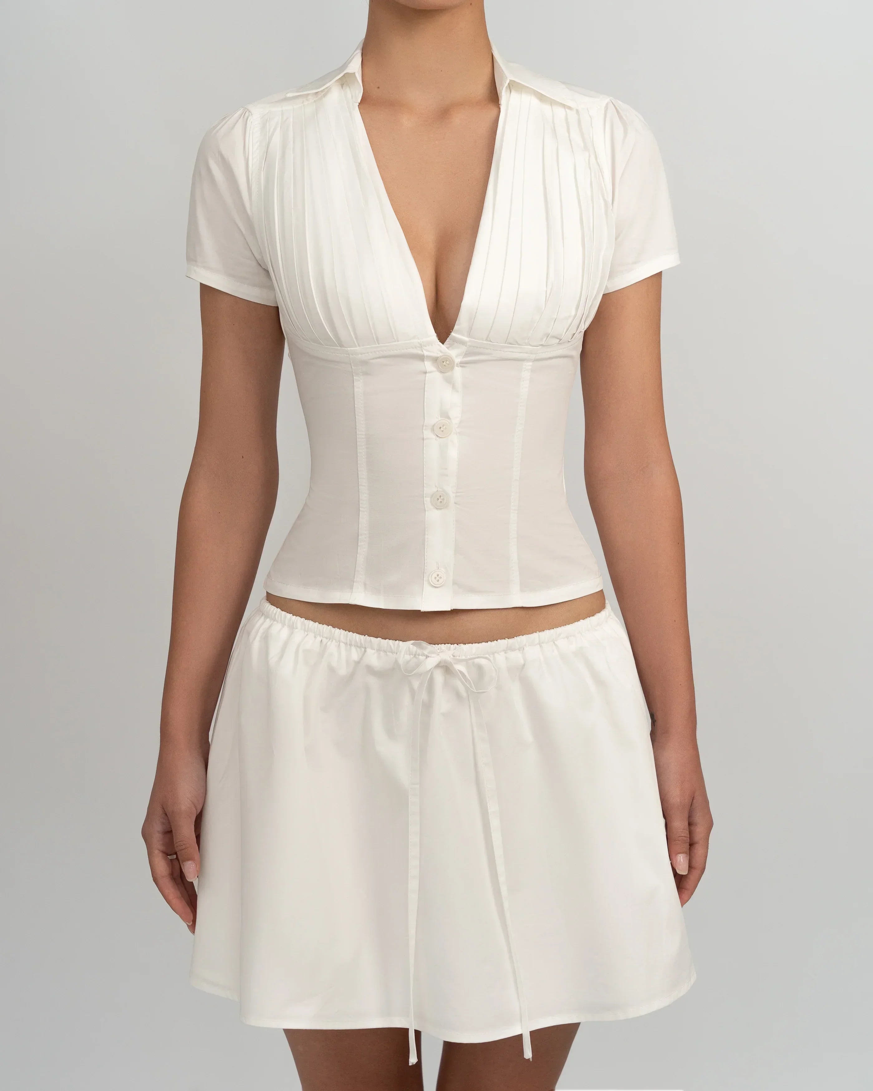 Lydia | Vintage Blouse met Korte Mouwen