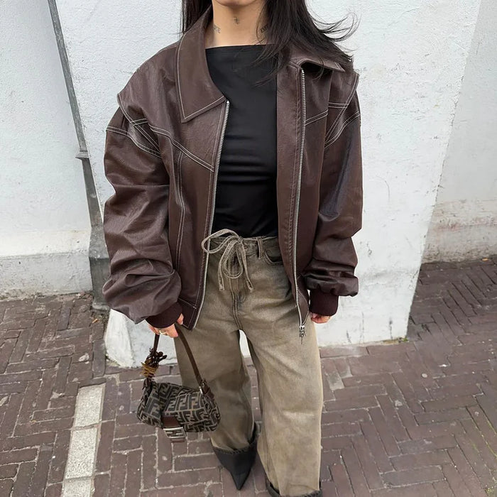 Anne | Trendy Oversized Leren Jas