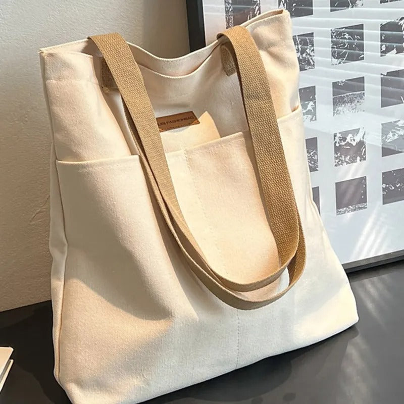 Leola | Minimalistische Canvas Schoudertas met Dubbele Vakken