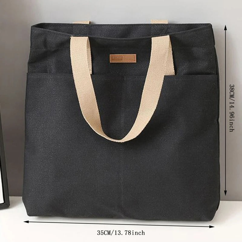 Leola | Minimalistische Canvas Schoudertas met Dubbele Vakken
