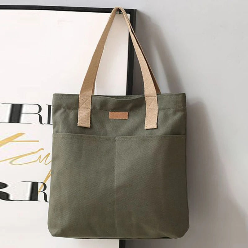 Leola | Minimalistische Canvas Schoudertas met Dubbele Vakken