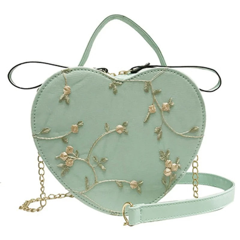 Lanza | Hartvormige Crossbody met Bloemenborduursel