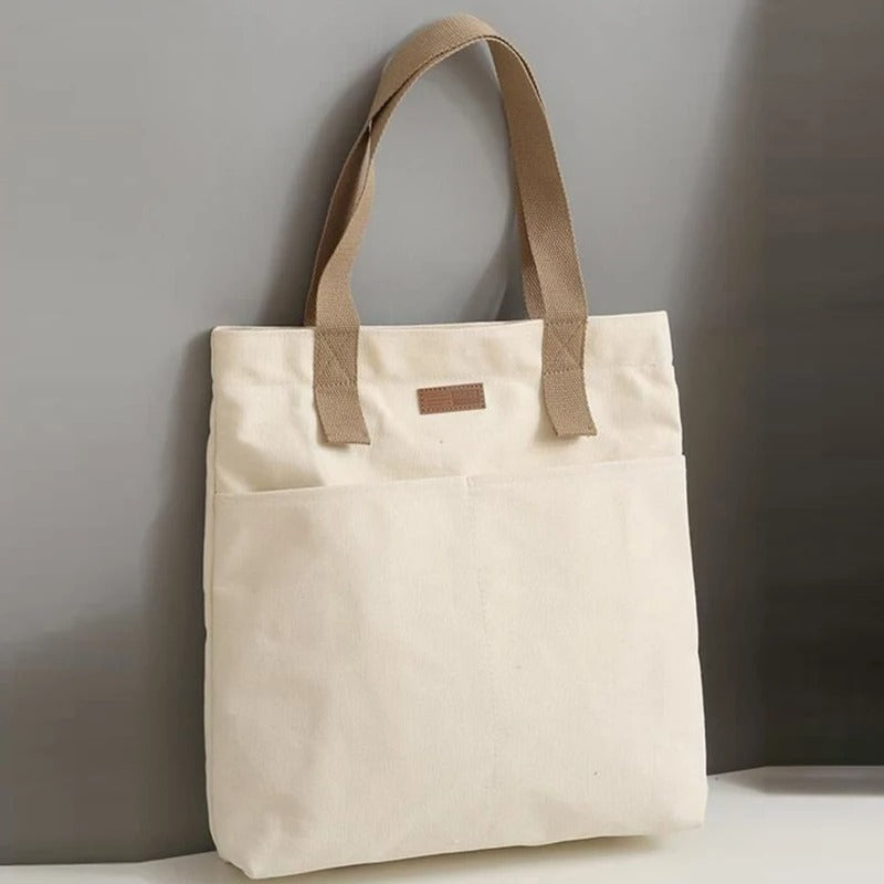 Leola | Minimalistische Canvas Schoudertas met Dubbele Vakken