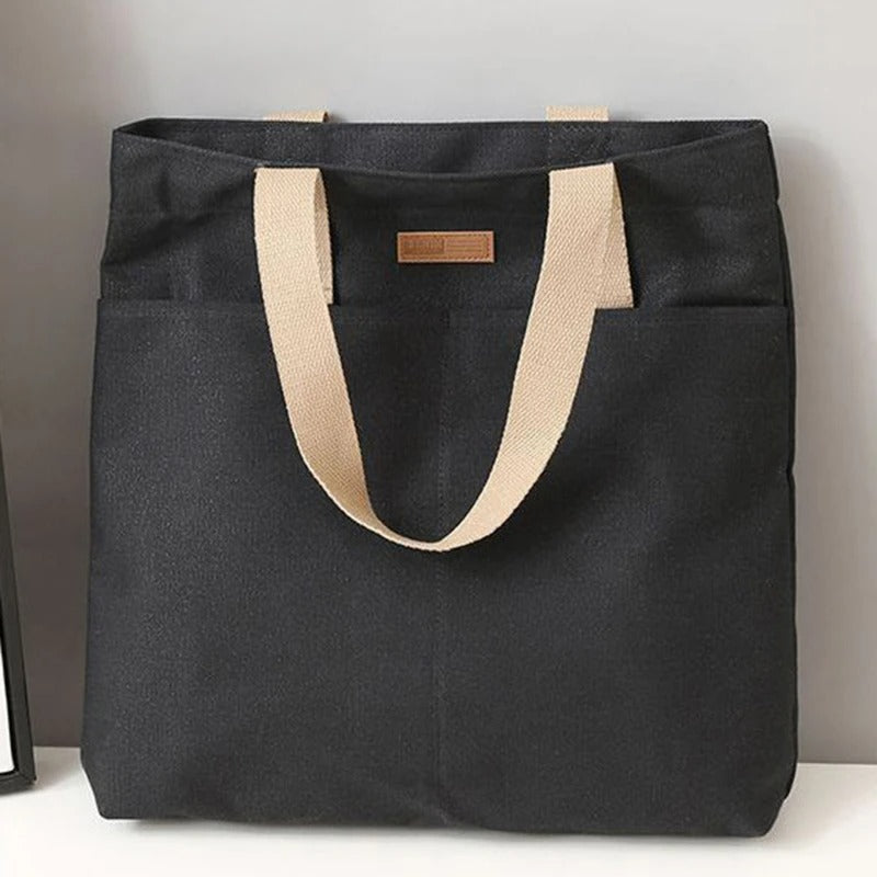 Leola | Minimalistische Canvas Schoudertas met Dubbele Vakken