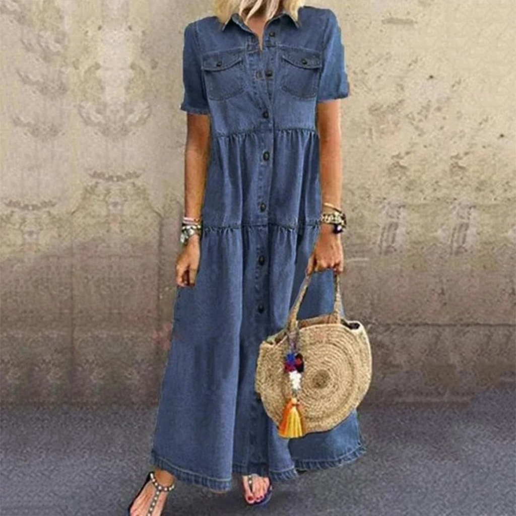 Arianne | Casual Denim Jurk - Maxi