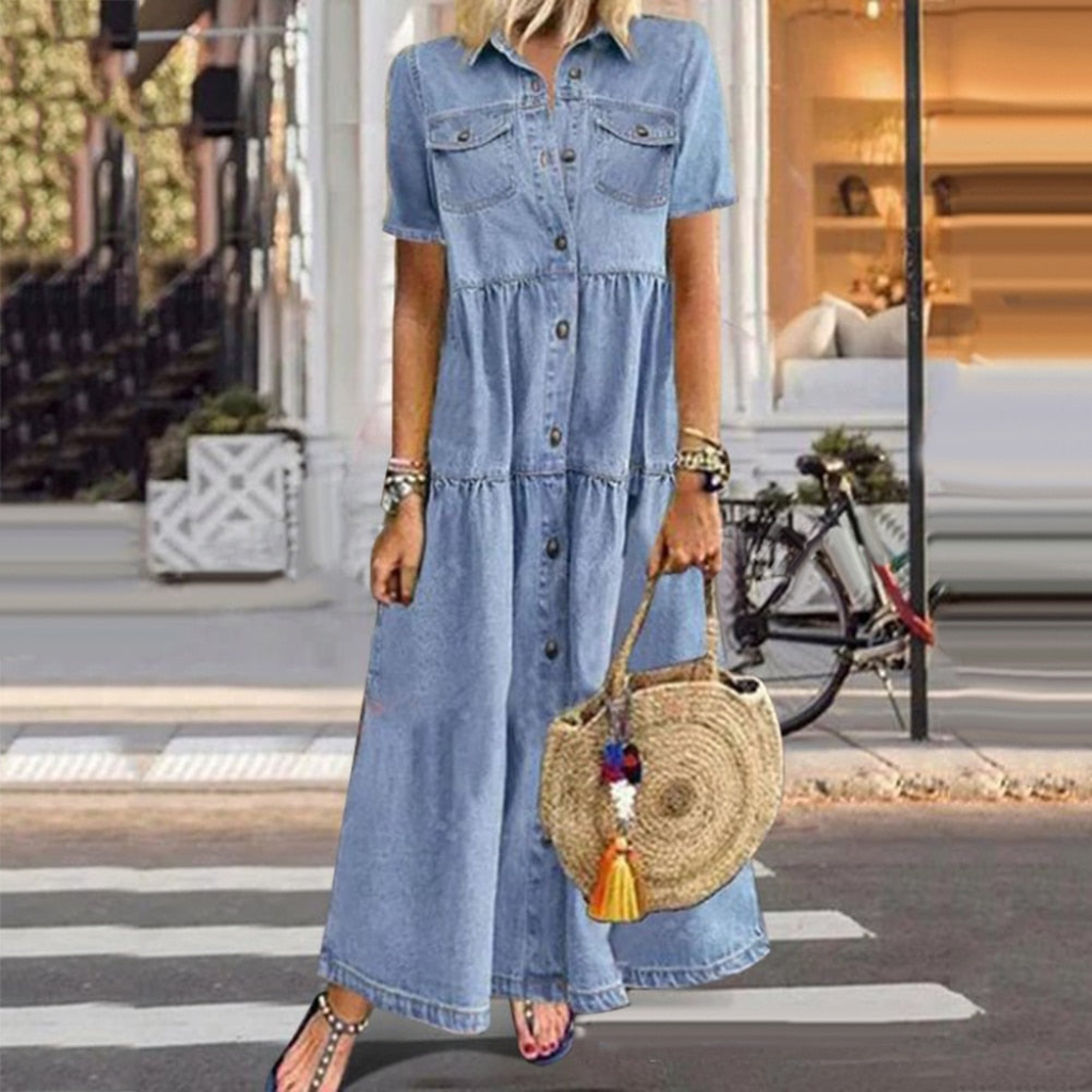 Arianne | Casual Denim Jurk - Maxi