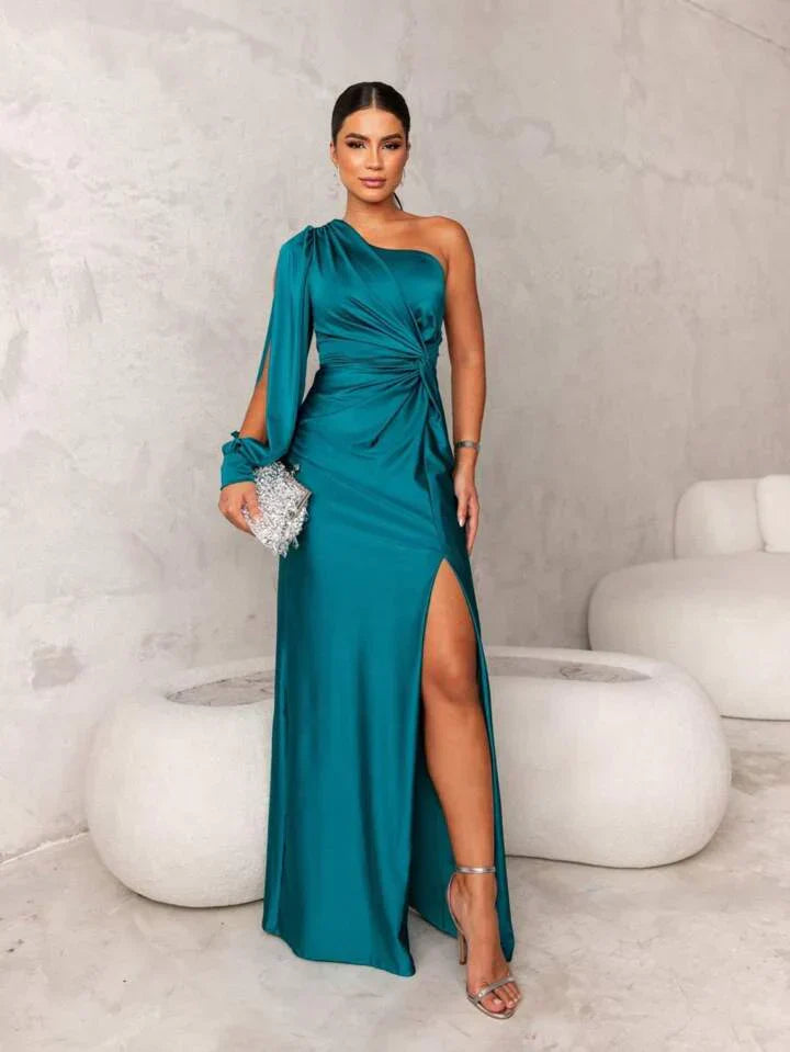 Shannen | Elegante Satijnen One-Shoulder jurk voor Dames