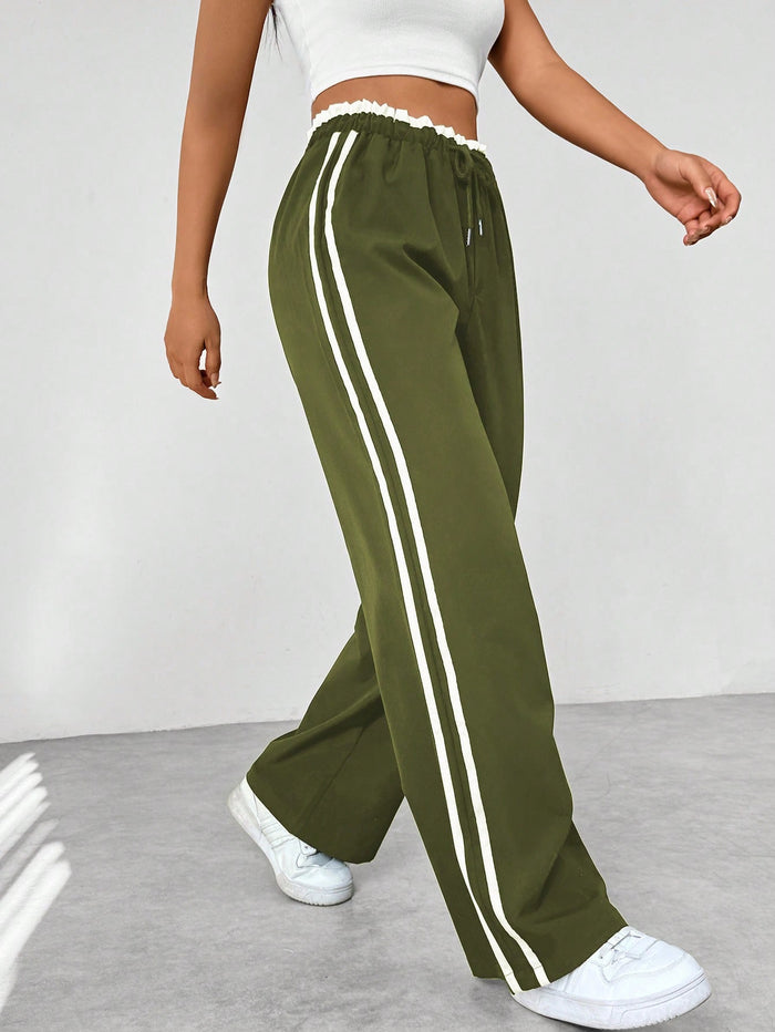 Kaeli | Sportieve High Waist Joggingbroek met Strepen