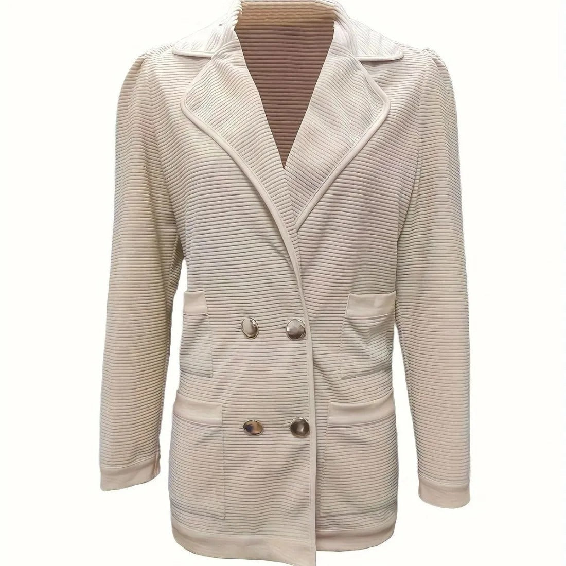Stijlvolle Dames Gebreide Blazer met Dubbele Knoopsluiting