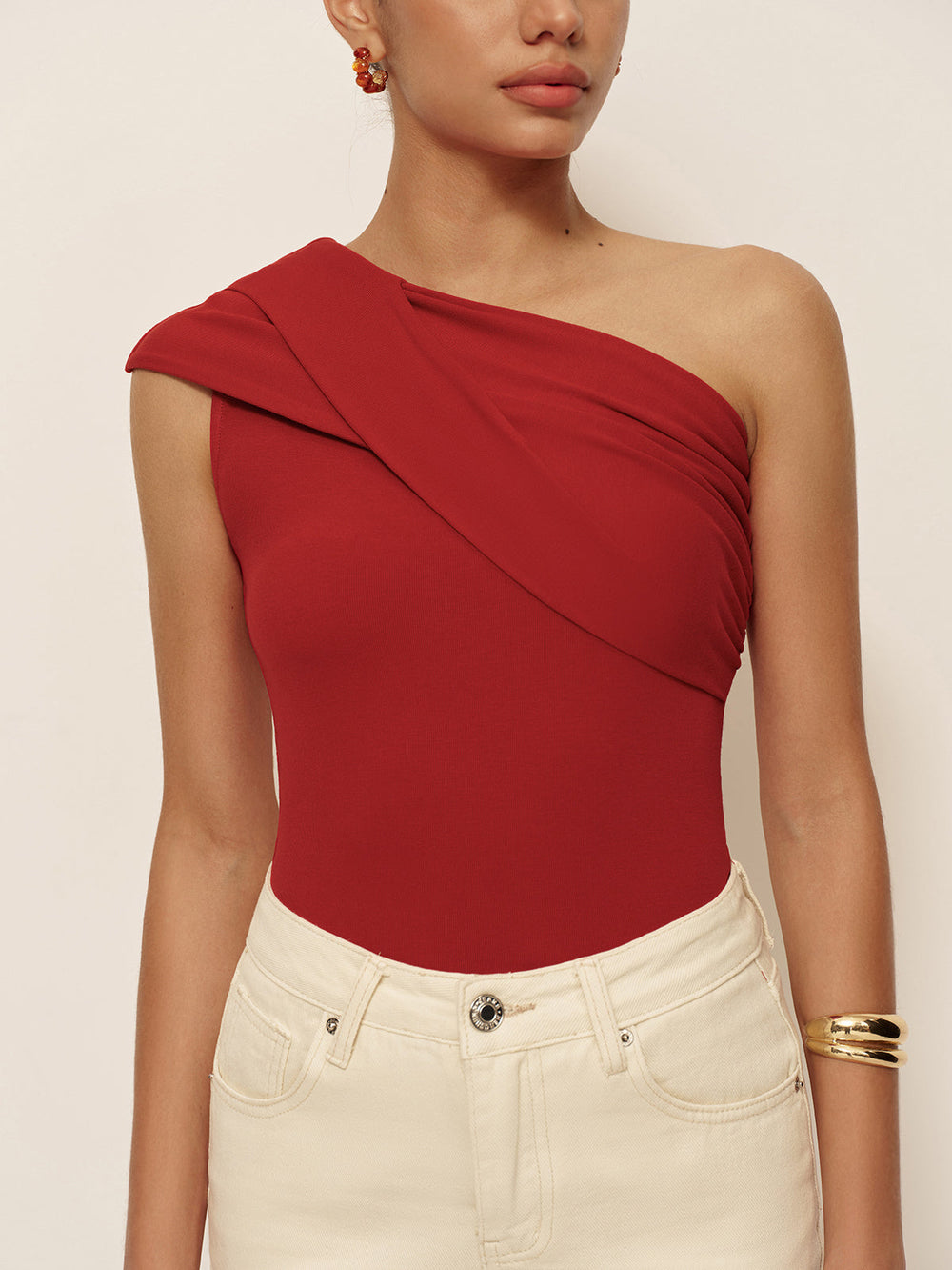 Hanne | One-Shoulder Top met Elegante Drapering
