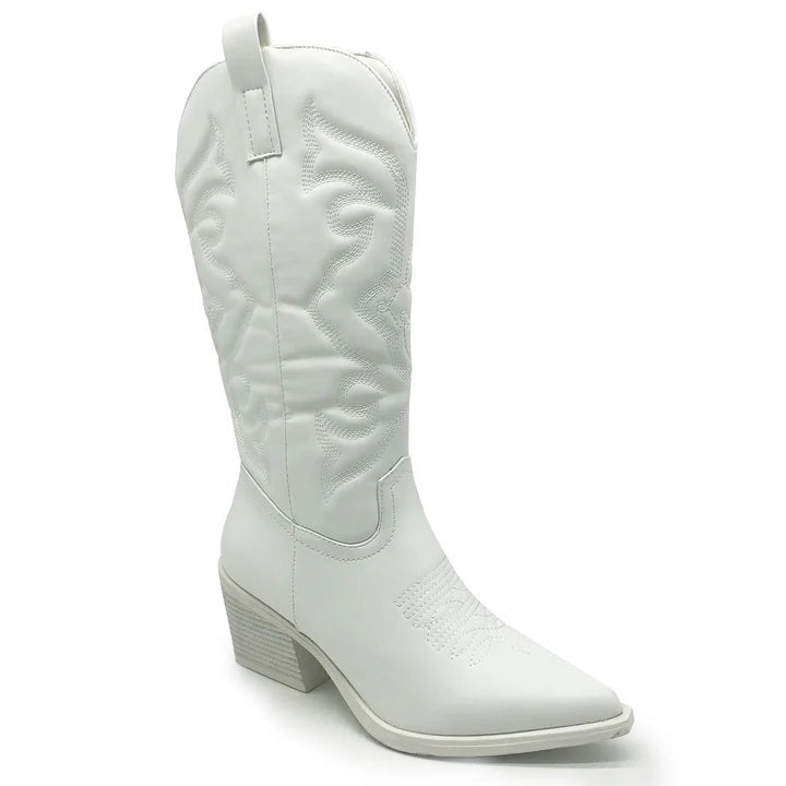 Stijlvolle Witte Dames Cowboy Laarzen Met Hak