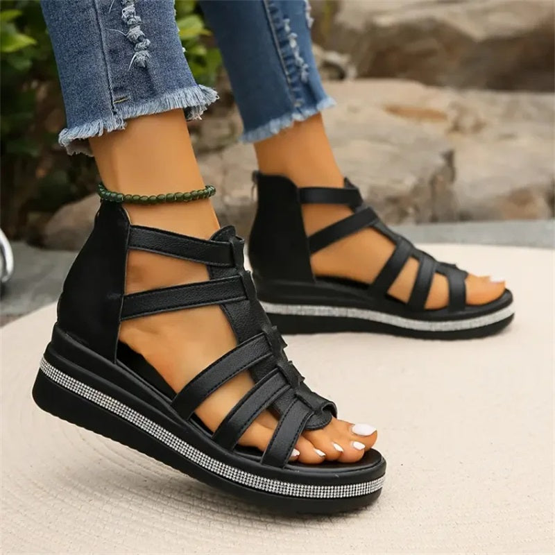 Ancilla | Gladiator Plateau Sandalen met Sleehak