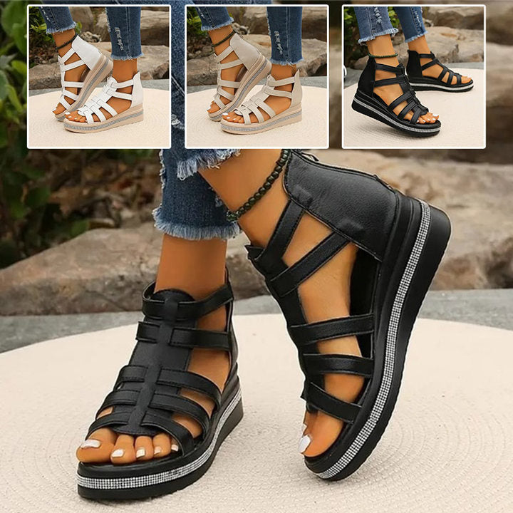 Ancilla | Gladiator Plateau Sandalen met Sleehak
