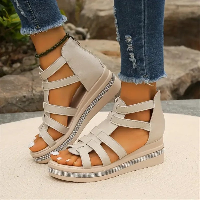Ancilla | Gladiator Plateau Sandalen met Sleehak