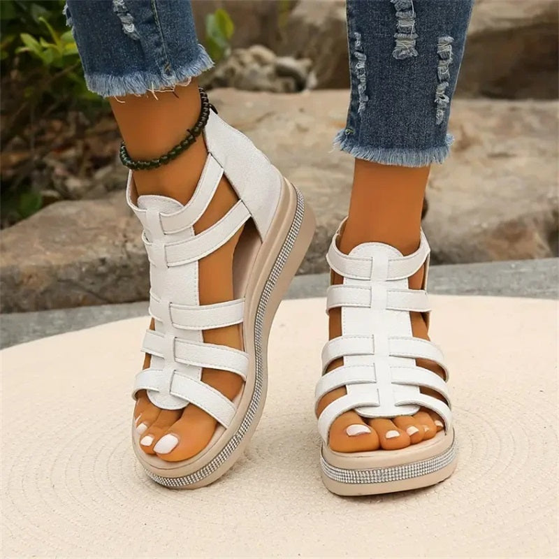 Ancilla | Gladiator Plateau Sandalen met Sleehak