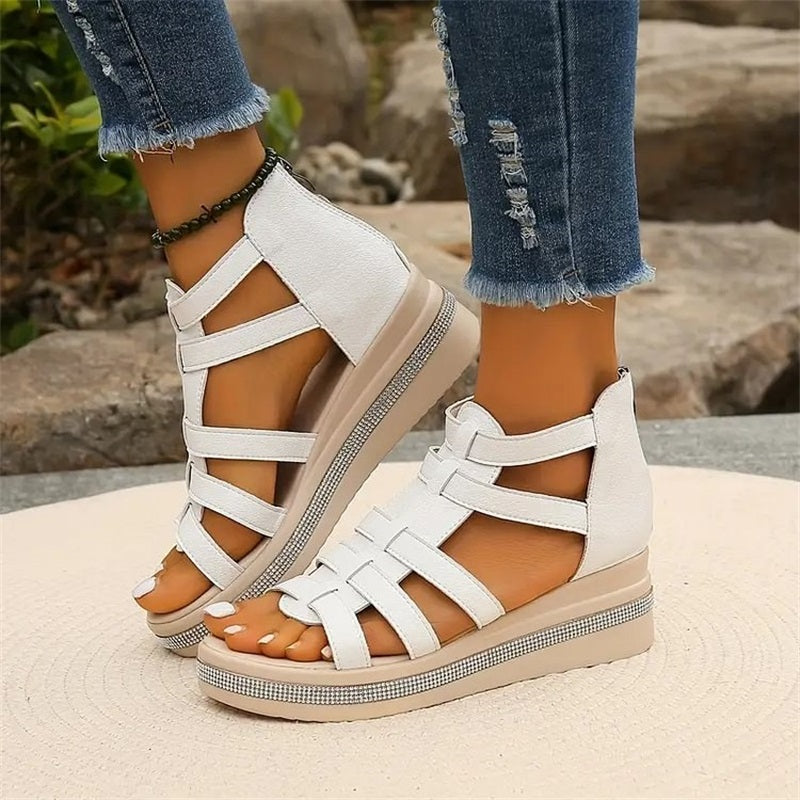 Ancilla | Gladiator Plateau Sandalen met Sleehak