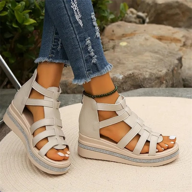 Ancilla | Gladiator Plateau Sandalen met Sleehak