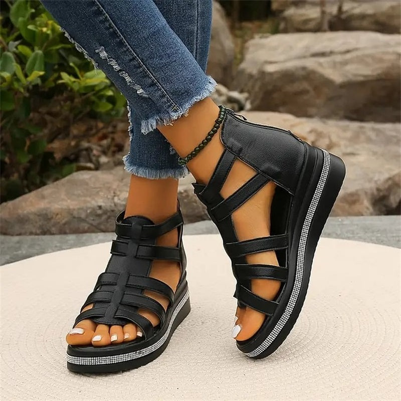Ancilla | Gladiator Plateau Sandalen met Sleehak
