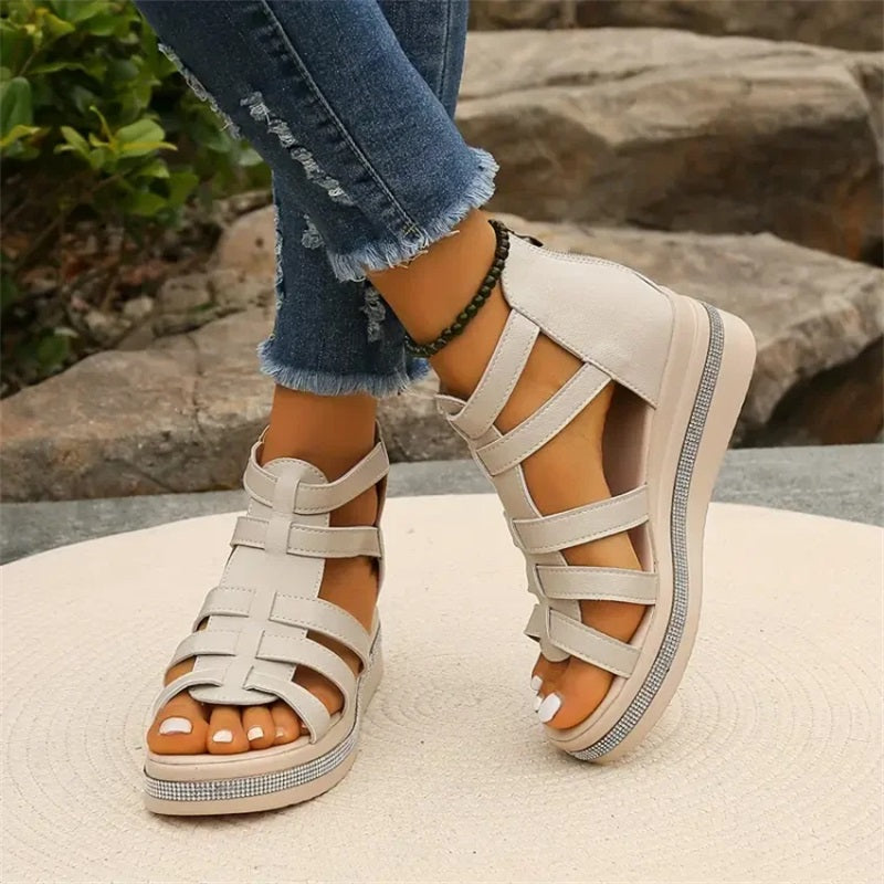 Ancilla | Gladiator Plateau Sandalen met Sleehak