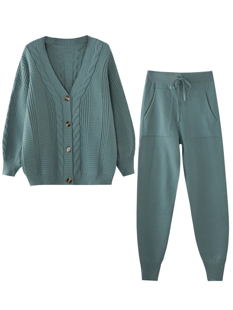 Stijlvolle Wolmix Dames Knitwear Set met Oversized Cardigan
